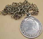 COINS - 1781 Silver 2 Reals Mexico - Fine - Converted To Albert Watch Chain Fob