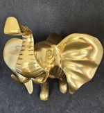 Large Vintage Brass Elephant with The Biggest Ears and Trunk Up VGC