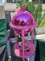 Glam Globes: FACTORY SECONDS Disco Ball Bar Cart, Pink Stand/Pink Tile