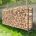Extra Long Metal Wood Log Store Wood Firewood Stand Outdoor Garden Storage Logs