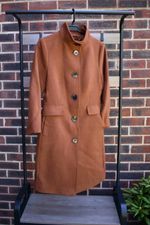 Marks & Spencer Collection Funnel Neck Coat In Rust Size 6 UK