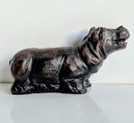 Small Hippo Figurine – Dark Stone Look – Decorative Animal Ornament