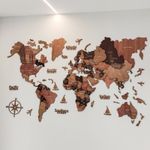 3D Wooden World Map Wall Decor Wall Art Home Office Travel Birthday Decoration