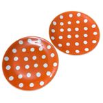 Pair of Whittard of Chelsea Vintage y2k Side Plates Orange White Polka 8" VGC