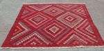 Red Square Turkish Kilim Rugs - Area Rugs for living room bedroom kitchen
