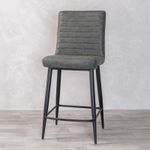 GREEN BAR STOOL FAUX LEATHER RIBBED RESTAURANT STOOL BAR STOOL COUNTER STOOL