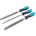 Bluespot 3pc Metal File Set Engineers Flat Half Round Soft Grip 200mm 