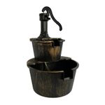 NEW! 2 Tier Cascading Barrel Garden Water Pump Fountain Feature