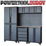 Storage Cabinet  77" 7-Piece Garage System With Worktop Heavy Duty Steel