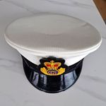 Original HM Coastguard White Peaked Cap Gold Bullion Badge HMCG Maritime Uniform