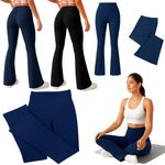 Ladies Trousers Flared Wrinkle Free Finely Ribbed Stretch Office Party Pants