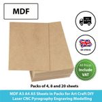 MDF Sheet Packs A2 A3 A4 A5 Crafts Laser CNC Pyrography Fibreboard