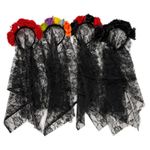 1PC Rose Skeleton Ghost Bride Veil Headband Halloween Day of the Dead Horror