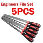 5pc ENGINEERS HAND FILE SET 6" LARGE METAL SANDING TOOL FLAT ROUND TRIANGLE RASP