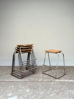 8 Available - Vintage Stacking School Lab Stools - Cafe Bar Restaurant