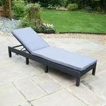 Garden Patio Rattan Sunbed Outdoor Reclining Lounger Chair with Cushion-Dam Box