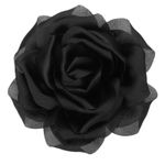 4" Silk Satin Flower Brooch Pin Large Peony Floral Lapel Pin Black