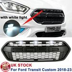 Front Grille for Ford Transit Custom 2018-23 Honeycomb Style Black Grill w/ LEDs
