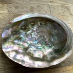 7.5” Vintage Mother Of Pearl Abalone Seashell Dish incense trinkets iridescent 