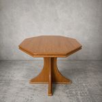 Vintage Arts & Crafts Octagonal Blonde Oak Pedestal Coffee Table