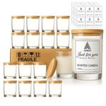 Empty 7 oz Glass Candle Jars 15 Pack with Eco-Friendly Bamboo Lids for DIY