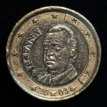 1 Euro 2003 Spain, Rare unique, Error-Uncentered embossing