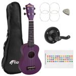 Tiger Purple Soprano Ukulele for Beginners with Ukulele Wall Mount