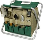 Garden Tool Bag Folding Stool Seat Portable Organizer with Storage Pockets