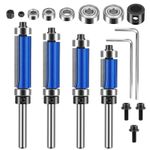 4pcs Flush Trim Router Bit Set, 1/4" Shank Carbide Router Cutters with Top 