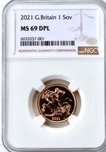 Gold Full Sovereign 2021 BU NGC MS69 Coin Britain UK Royal Mint Uncirculated