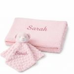 personalised Embroidered Baby Blanket And Comforter Set Bundle Pink ,Blue .White