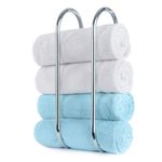 LIVIVO Wall Mounted Towel Rack Chrome Bathroom Shelf with Rail Storage