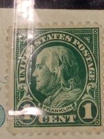Very rare  1923 BENJAMIN FRANKLIN 1 Cent US Stamp - Green, Possibly #594 or #596