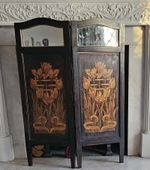 ART NOUVEAU DESIGN WOOD & GLASS FIRESCREEN