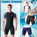 Men Short Sleeve Surf Tops Wetsuit Rash Guard Swim Shirt Short Pants Shorts Set