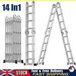 4.7M Telescopic Folding Ladder Heavy Duty Multi-Purpose Aluminum Extendable Step