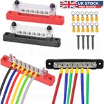2Pcs 12V 150A Busbar 6 Way Red+Black Bus Bar Power Distribution Terminal Block