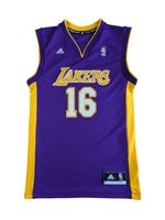 LA Lakers Pau Gasol Adidas NBA Jersey Mens Size XS Purple Gold Excellent Cond