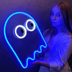 Pacman Ghost Neon Style LED Sign - USB Light Up Sign Dimmable Gaming Decor