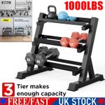 Dumbbell Rack Storage Stand Hex Weight Heavy Duty 3 Tier Wide Home Gym fitness