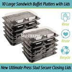 Large Reusable  Sandwich Platter with Lids x 10 Catering Party Platters Tray
