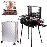 Studio Cosmetic Makeup Show Mirror Barber Travel Rolling Case Light Trolley UK