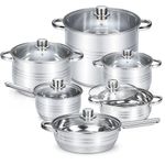 12-Pcs Stainless Steel Cookware Set – Induction Compatible Pots & Pans