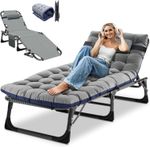 SUNYRISY Camping Cot 5 Gears Adjustable Folding Chaise Chair Pad Bed w/Mattress