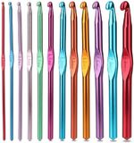 12 Multi Coloured Aluminium Crochet Needles Hooks 2mm-8mm Set Knitting Stitches