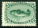 Canada 1896 Newfoundland 2¢ Bluish Green Fish Scott 24 Mint Z799