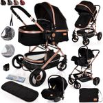 LIBREBON Baby Pram WITH CAR SEAT Buggy 3 in 1 Travel System Pushchair Up To 22Kg