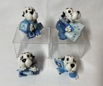 Four Vintage Funny Dalmatian Puppy Dog Figurines Ornaments Puppies at School