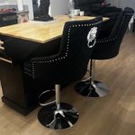 Luxury Velvet Swivel Bar Stool Nailhead Trim Bar Chair Kitchen Island Restaurant