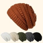 Women'sMen Large Size Slouchy Beanie Winter Thick Warm Windproof Knit Hat